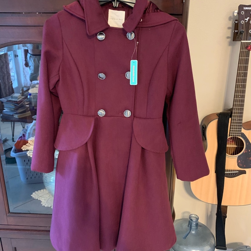 Copper Key Purple Military Pea Coat Girls Size 10/12